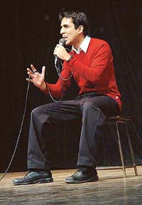 A scene from a comedy play, �Bored of the Things�, by Vir Das at Tagore Theatre, Chandigarh, on Friday.