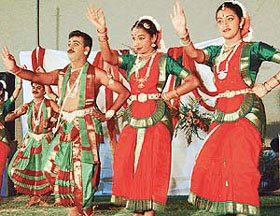 Visually impaired artistes perform, alongside others, under the aegis of Natyanjali at the inaugural ceremony of Fort Ramgarh Heritage Hotel, 18 km from Chandigarh