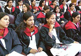Students of Government Home Science College, Sector 10, at the annual convocation of the college held in Chandigarh