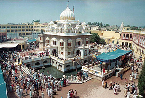 Sikh pilgrims gather at Panja Sahib in Hasan Abdal, 40 km from Islamabad, on Sunday