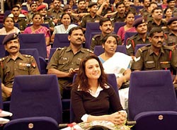 Actress Preeti Zinta enjoys a special screening of "The Hero" for armymen in Mumbai 
