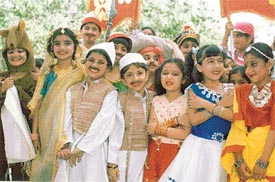 Students of Kundan Vidya Mandir who took part in a fancy dress contest
