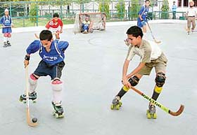 Skaters in action during the two-day Chandigarh State Skating Championship held at KB DAV Centenary School, Sector 7, Chandigarh