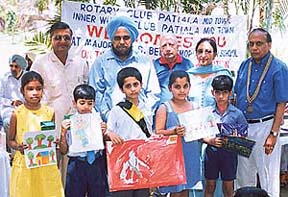 Prize winners of the Major B. S. S. Bedi Memorial Inter-School on-the-spot painting competition at the Gymkhana Club Patiala