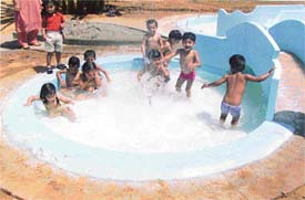 Kids enjoy a splash at a picnic and pool party held in Ludhiana