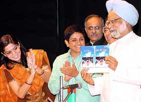 The Leader of the Opposition in the Rajya Sabha, Dr Manmohan Singh, releases the book "As I See..."