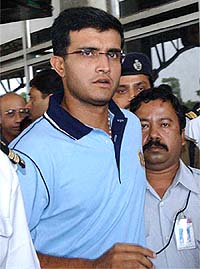 Indian captain Sourav Ganguly comes out of Kolkata international airport