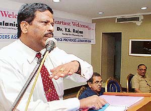Dr A. Kalanidhi, Chairman, Task Force, PTU-DEP, addresses a ZOPP workshop at a hotel on the Zirakpur-Kalka highway on Wednesday