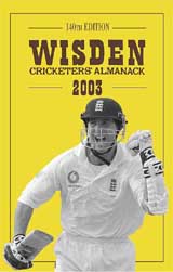 The distinctive yellow jacket of the 2003 edition of Wisden Cricketers' Almanac will feature a photograph on its cover for the first time in its 140-year history