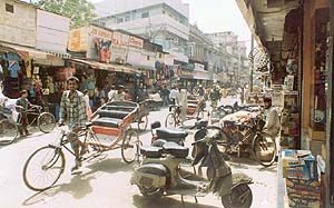 Whatever little width of the road escapes the expansionist tendencies of unlawful occupants is taken by haphazardly parked vehicles in Chaura Bazar