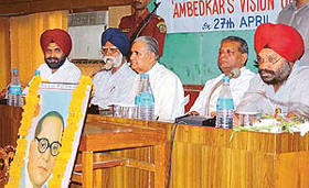 Babu Parmanand, Governor of Haryana, presides over a seminar on 'Dr Ambedkar�s Vision of Modern India'