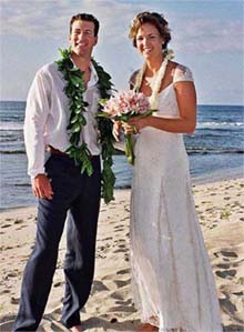 Tennis star Lindsay Davenport is seen with her new husband Jonathan Leach