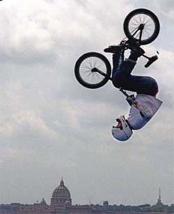 Tim Eichert, 29, from Cologne, Germany, does a flip