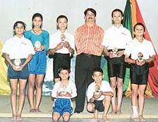 Gymnasts of Government Model Senior Secondary School, Sector 10, Chandigarh, who were honoured on Tuesday.