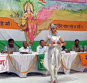 A girl performs at a function