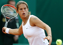 Amelie Mauresmo prepares to hit the ball