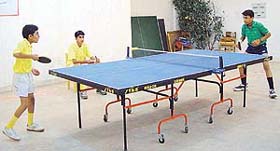 Paddlers vie for top honours in the ICSE Schools Table Tennis Tournament played today at Tender Heart School