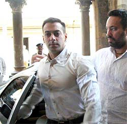 Salman Khan, prime accused in a hit-and-run case, arrives at a sessions court in Mumbai