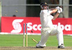 Steve Waugh of Australia is bowled by Jermaine Lawson of the West Indies for 115 