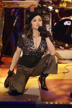 Madonna takes the stage during the BBC TV talk show