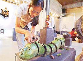 Kala Shilpa-2003, an exhibition by final-year students of sculpture being held at the Government College of Art, Sector 10, Chandigarh, on Friday.