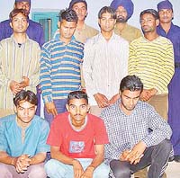 Seven of the suspects arrested by the Chandigarh Police on Friday for being involved in a racket of tampering with answer-sheets of CBSE examination.