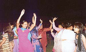 B.Ed students of Partap College of Education, Ludhiana, dance to the beats of drum on Thursday.