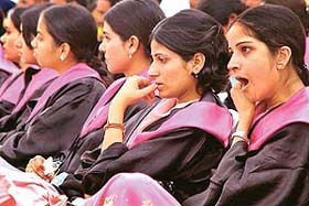 A student yawns at the annual convocation of Government College, Phase VI, SAS Nagar