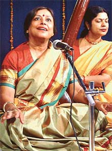 Vocalist Uma Garg performs at the 76th monthly baithak of Pracheen Kala Kendra