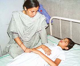 Monika, a class VIII student of Sant Isher Singh Public School, Sector 70, at Civil Hospital, SAS Nagar