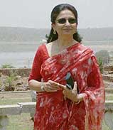 Sharmila Tagore at her flag house palace in Bhopal on Monday. 