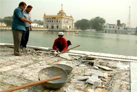 Renovation of ‘parkarma’ of the Durgiana Temple under way at Amritsar