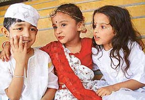 Tiny tots of Mount Carmel School, Sector 47, participate in an inter-house fancy dress competition held at DAV College, Sector 10, Chandigarh