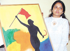 Holding aloft: Nisha Sharma, after being honoured by the Mahila Dakshta 