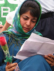 The PDP president, Ms Mehbooba Mufti, during a rally