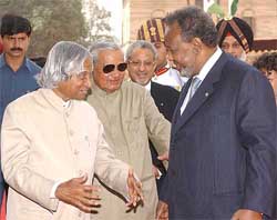 President A.P.J. Abdul Kalam, Prime Minister Atal Behari Vajpayee and President of Republic Djibouti
