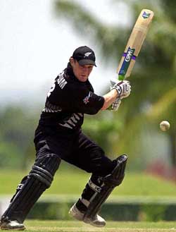 New Zealand's Brendon McCullum caresses the ball to the cover boundary