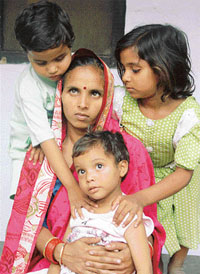 The three children, who were deserted by their father on Monday, were reunited with their mother
