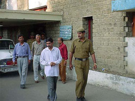The accused, Santosh Kumar and Vijay Kumar, outside the Court of Sessions Judge