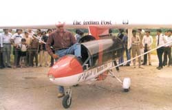 Vijaypat Singhania during his world-record setting flight on a microlight aircraft from UK to India in 1988.