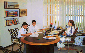 Ms Pushpinder Cheema, St. John�s Principal, during the interview with the Guest Editors.