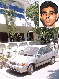 The Maruti Esteem parked outside the Sharma residence and (inset) Navneet Rai.