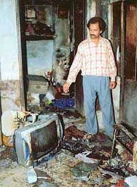 A view of the house that caught fire at Madhopuri in Ludhiana on Saturday.