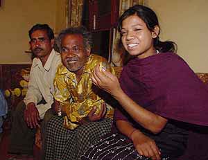 Geeta with her father and uncle in Ludhiana