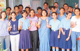 Mrs Sarita Manuja, Principal, DAV School, Sector 8-C, Chandigarh, with toppers from the school in the CBSE Class X examinations