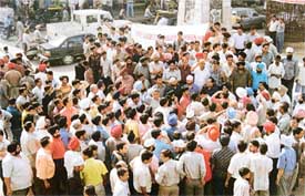 Chemists and druggists stage a protest at Ghanta Ghar
