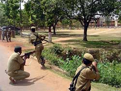 Police personnel in action