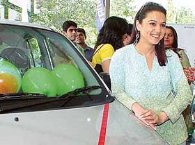 Preity Zinta flashes her million-dollar smile during a visit to the Ultimate Hyundai showroom
