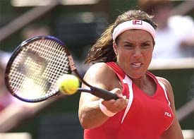 Jennifer Capriati of the US makes a forehand return against South Africa�s Joanette Kruger