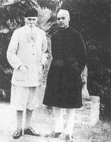 Roerich and Jawaharlal Nehru at Naggar in 1942